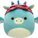 Squishmallows Original 14-Inch Tatiana Teal Dragon with Red Bandana - Large Ultrasoft Official Jazwares Plush