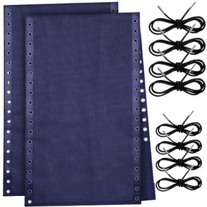 Queekay 2 Pcs Gravity Chair Replacement Fabric with 8 Bungee Cord Lounge Chair Cloth Mesh Patio Chair Repair Kit for Patio Recliner Outdoor Lawn Pool Beach Sling Chair (Blue,63" X 21")
