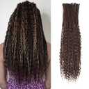 24 Inch 3 In 1 Dreadlock Extensions Sets, 30 Strands Mixed Chocolate Brown Synthetic SE Dreads Extensions, 100% Handmade Soft Single Ended Curly Boho Wavy Dreads for Girls (8#)