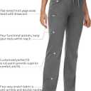 COMENII Scrubs for Women, Mid Rise Straight Leg Cargo Pants with Knit Yoga Waistband, Anti-Wrinkle Womens Scrubs Pants-R-Graphite L