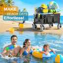 Beach Wagon with Big Balloon Wheels for Sand, 240L Collapsible Wagon, 9x4 Wide Wheels, 450lbs Heavy Duty Beach Cart with Side Covers & Zipper Pockets, 600D Oxford Fabric, Black