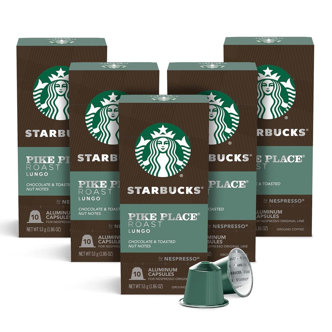 Starbucks by Nespresso Original Line, Pike Place, Medium Roast Coffee, 50-count Espresso Pods (EXP 03/16/27)