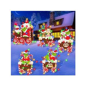 Grinch Christmas Yard Signs Stakes Outdoor Decorations 18in