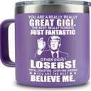 3 x Gigi Gifts for Grandma - Gigi Gifts, Best Gigi Gifts - Gigi Birthday Gifts - Gifts for Gigi From Granddaughter, Grandson for Birthday, Mothers Day, Christmas - 14oz Gigi Coffee Mug Purple
