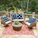 2 x OTOSTAR Set of 4 Waterproof Throw Pillow Covers 20x20 Inch Farmhouse Geometric Square Pillow Cases for Couch Patio Furniture Balcony Garden Outdoor DecorationGeometry70-Navy Blue