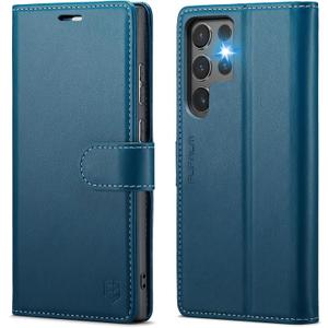 Wallet Case for Samsung Galaxy S24 Ultra, RFID Blocking Credit Card Holder, PU Leather Folio Flip Kickstand Protective Shockproof Cover for Galaxy S24 Ultra (Blue)