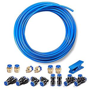 CGELE Pneumatic Tubing Blue PU Air hose Pipe Tube Kit 6mm OD 4mm ID 39.4ft/12 Meter for Air Line or Fluid Transfer, Missing detail