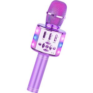Amazmic Toys for Girls, Kids Karaoke Microphone Toddler Microphone for Kids with Lights, for Girls, Birthday New Year Party Boys Toy Age 3 +(Light Purple)