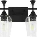 Bathroom Light Fixtures (2-Light, 14 Inch), Matte Black Vanity Lights for Bathroom with Clear Wine Glass Glass Shade, Modern Vanity Wall Lights for Mirror Bedroom Living Room Kitchen Hallway Porch