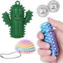 4 PCS Little Ouchies Pain Fidget, Pain Stim Fidgets for Adults, Spinning Spiky Roller Fidget - Pain Stim Tool Sensory Toy for Anxiety & Stress Relief, 3D Printed Grippie Stim Keychain Gifts for Adults