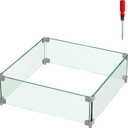 20"x20"x6" Square Fire Pit Wind Guard, Guard for 28-32 inch Fire Pit Table, 5/16 Inch Thickness Clear Tempered Glass
