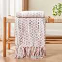 lifein Throw Blanket for Couch - Boho Throw Blanket, Knit Woven Blanket, Soft Decorative Blankets & Throws with Tassels for Bed, Sofa, Chair, Home Decor (Pink, 50 * 60, Braid)