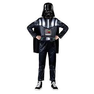 Star Wars Darth Vader Official Youth Costume - Premium Light Up Padded Jumpsuit with Plastic Mask and Detachable Cape (S) Black