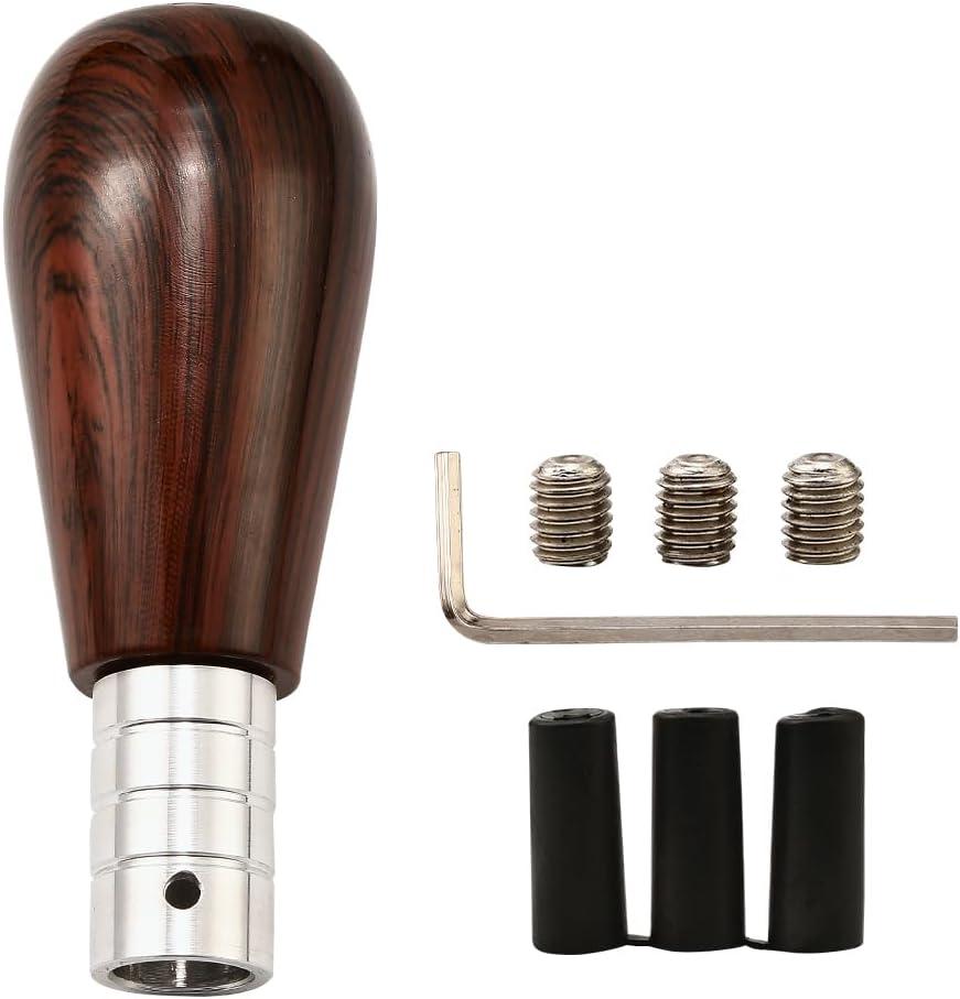 Wood Grain Gear Shifter Knob, Universal Car Gear Shift Manual Knobs Aluminum Alloy Stick Shift Handle with 3 Threaded Adapters M8 M10 M12, Style A