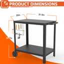 32x20IN Double-Shelves Grill Table, Outdoor Grill Cart for Blackstone Griddle, Movable Pizza Oven Table Cart for Outside Patio, Kitchen Cooking Food Prep Table for Party