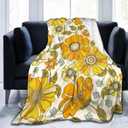 Floral Retro Hippie Vintage Blanket, Soft Blankets Flannel Bed Throw Cozy Lightweight Plush Gifts for Women Girls Sofa Couch Bedroom Living Rooms Warm All Season, Home Decor, 60"x50"