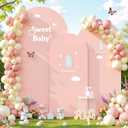Dusty Rose Arch Cover 3 Set - 6.6FT, 7.2FT, 8FT Dusty Pink Arch Backdrop Cover Spandex Baby Shower Arch Stand Covers for Girls Birthday Party Wedding Bridal Shower Banquet Photo Background Decorations