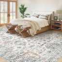 XLUEZ Area Rug 9x12 Living Room Rug, Machine Washable Vintage Distressed Boho Area Rug Non-Slip Soft Low Pile Large Indoor Rugs for Bedroom Kitchen Dining Room Office(Brown Green,9'x12')