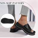 Putu Women's Platform Slide Sandals Open Toe Sandals Comfort Slides Slip On Black Size 9 (Black)