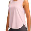 YYV Women's Workout Tank Tops Lightweight Sleeveless Workout Tops Loose Fit Yoga Athletic Running Shirts (Pink, L)