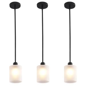 IHENGYANLT 3 Pack Pendant Light Kitchen Island Pendant Lighting, Hanging Light with Frosted Glass Shade, Black Modern Indoor Hanging Lamp