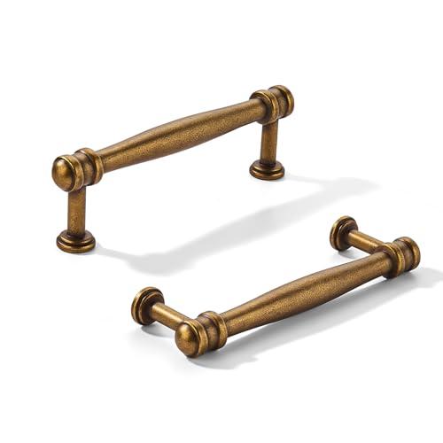 khtumeware 1 Pack 4inch(102mm) Hole Center Antique Brass Cabinet pulls Solid Heavy-Duty Tradition Kitchen Cabinet Handle Cabinet Hardware for Dressing Table Bathroom Pull