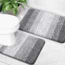OLANLY Bathroom Rug Set 2 Piece, Soft Absorbent Microfiber Bath Mats and U-Shaped Contour Toilet Rug, Non-Slip, Machine Wash Dry, Plush Shaggy Bath Mats for Bathroom (24"x16"+24"x20", Grey)