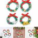 20pcs Mini Christmas Wreath: 1.57X1.57X0.51in Miniature Xmas Tree Frost Sisal Hanging Artificial Ornaments for Dollhouse Embellishments Decoration Winter