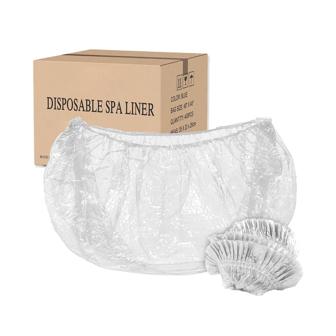 TP Plastic Pedicure Bags for Feet Pedicure Liners Disposable 200pcs, Spa Liners for Pedicure 48'' X 48'' X 9.5 mic Clear Spa Liners Foot