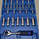 Yuesstloo 18PCS Steering Hub Suspension Shock Absorber Strut Nut Removal Tool Socket Kit, 1/2 inch Suspension Strut Spreader Tool Set, with Gloves