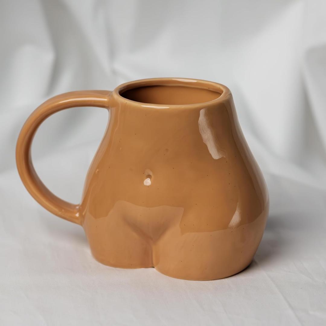 Funny butt Coffee Mug- Handcraft Women Body Butt Porcelain Coffee Mug for Travel, Funny Novelty Gift. Booty coffee mug Personalized Gifts For Your Friends, Family, and Colleagues. (Brown, Large) (16 Ounces)