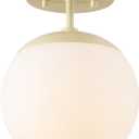 JONATHAN Y JYL7499B Marcel Bistro 7.75" 1-Light Bohemian Farmhouse Iron/Frosted Glass LED Semi Flush Mount, Beige/White for Bedroom, Living Room, Kitchen, Home Office, Kids Room