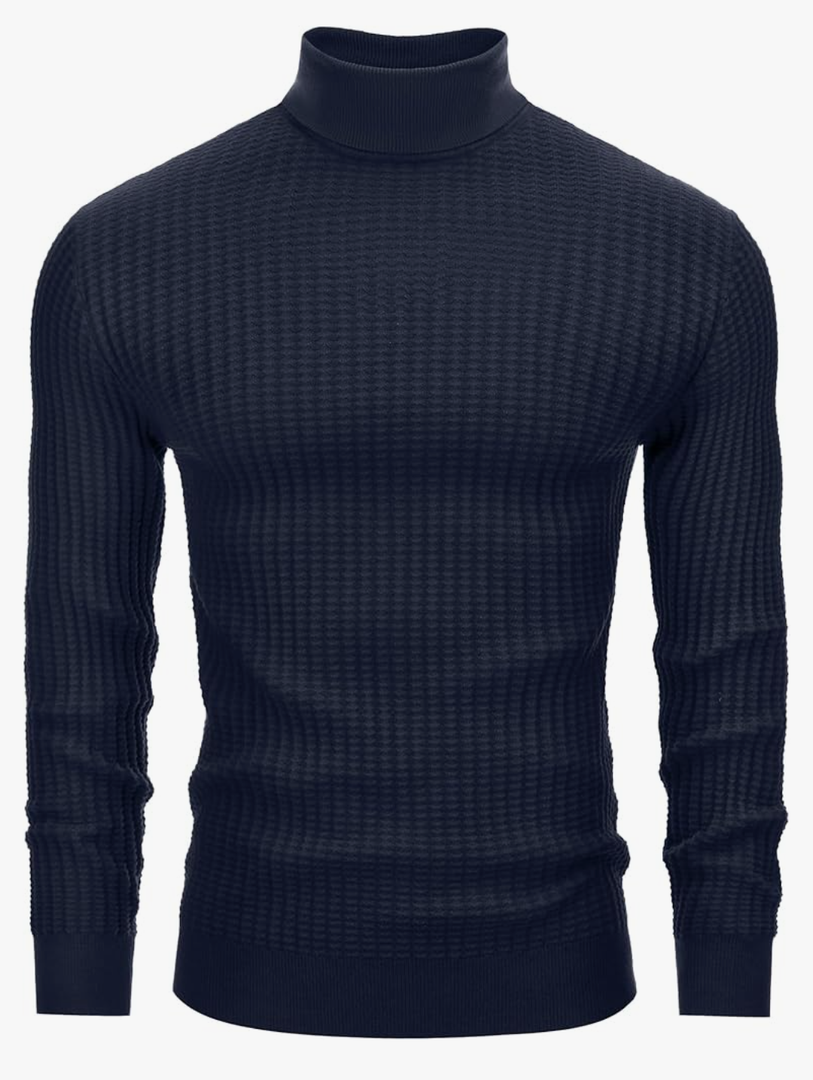 Lion Nardo Men's Turtleneck Sweater Slim Fit Turtle Neck Sweater for Men Long Sleeve Pullover Sweater Thermal Sweater, Navy, S
