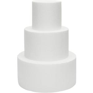 Bright Creations Fake Cake Dummy Set - 10.8 in Tall, 3-Tier Round White Foam - for Fake Birthday Cake & Artificial Wedding Displays - Foam Cylinders for Crafts