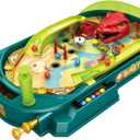Dino Pinball Machine Tabletop Arcade Game with Obstacles, Pull-Rod Launcher, Flippers, Dinosaur Targets & Scoring Zones, 1-2 Player Mini Pinball for Kids Ages 3+