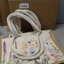 6 Pcs Floral Burlap Tote Gift Bags with Handle Reusable Bridesmaid Jute Waterproof Grocery Bags for Wedding Party(Something Blue)