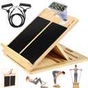 15.7x20 Inches Anti-Slip Slant Boards for Exercise, Adjustable Wooden Slant Board for Calf Stretching with Stretch Strap, for Leg, Knees, Heel, Ankle,Stretching, Plantar Fasciitis (220 LBS Capacity)
