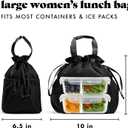 Fit & Fresh Cromwell Drawstring Lunch Bag for Women, Complete Lunch Set with 2 Containers, Stain-Resistant, Leak-Resistant, Back to School Essential, Teacher Lunchbox, Black