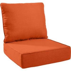 Patio Cushions for Outdoor Furniture - 2424 Inches High Back and Deep Seating Outdoor Cushion for Patio Chairs Sofa Couch Loveseat Water Resistant(Orange/1 Set/No Button)