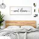 Sweet Dream Wall Decor Above Bed: 24 x 10 Inch Large Wooden Framed Wall Decor with Text, Horizontal Wood Frame Wall Art for Living Room, Entryway, Farmhouse Style Home Sign