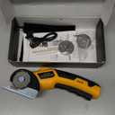 Cordless Electric Scissors: 4V Rechargeable Cardboard Cutter, 3 Blades, Safety Lock & LED Light, Box Cutter for Carton Carpet Plastic Fabric Leather (Yellow)