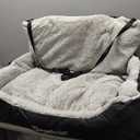 BurgeonNest Dog Car Seat for Medium/Large Dogs Under 55 lbs, Soft Pet Car Travel Home Bed, Fully Detachable and Washable Booster Carseats with Storage Pockets and Clip-On Leash Portable Carrier,Black