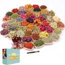 SACATR Dried Flowers, 50 Bags 100% Natural Dried Herbs Kit for Soap Making, Candle, Resin Jewelry Making, Bath, Nail - Include Rose Petals, Rosebuds, Lilium, Jasmine, Don't Forget Me and More