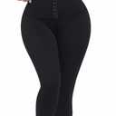 QFE High Waist Tummy Control Yoga Pants Compression Leggings for Women Black Workout Butt Lifting Gym Scrunch Waist Trainer (Black, XL)