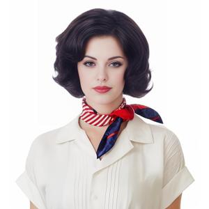 Rugelyss Natural Black Short Wavy Wigs with Bangs Vintage Curly Hair Wig Synthetic Wigs for Women for Cosplay or Halloween