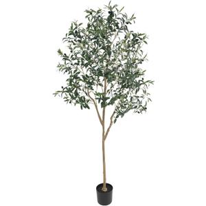 Artificial Olive Tree for Living Room Decor, 6FT Tall Faux Silk Plant Artificial Tree in Potted Oliver Branch Leaves and Fruits for Modern Home Decor Indoor