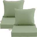 24x24 Inch Outdoor Chair Cushions Set of 2, Patio Furniture Cushions - Removable Cover, Water-Repellent, Fade-Resistant, Non-Slip Bottom & Straps, Replacement for Deep Seat Sofa & Couch - Sage Green