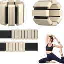 Pilates Wrist and Ankle Weights for Women - Adjustable Weighted Bangles for Men, 2 lbs Weighted Arm Bands Foot Leg Weights for Walking, Yoga, Training, Exercise, Running, Set of 2 (1LB Each) (Beige)