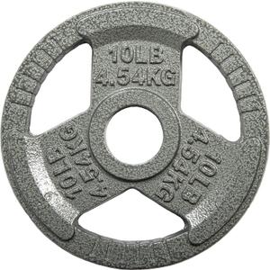 HulkFit Cast Iron Weight Plate with Multi-Grip Handles and Enamel Coated for Barbells & Plate Only Strength Training - Grey, 4 Pack Of 10lb 