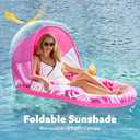 SLOOSH Inflatable Pool Floats Lounger with Canopy for Adult - Pool Lounge Float with Cup Holder & Backrest, Footrest for Pool Party, Swimming, Lake, Beach, Travel